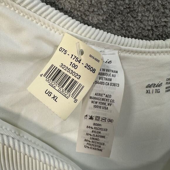Aerie Cheekier White Ribbed Bikini Bottom Size X-Large Swim Beach New - Picture 5 of 7